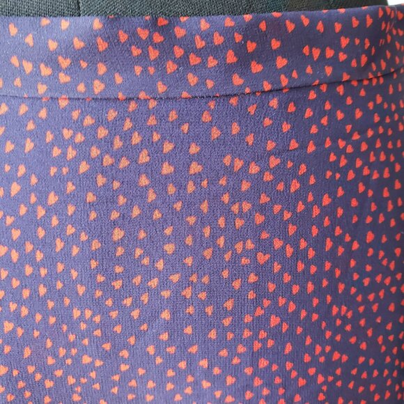 Christian Dior Silk Navy Blue Red Mini Heart Print Midi Skirt Pop Heart AW 2021 - Picture 9 of 16